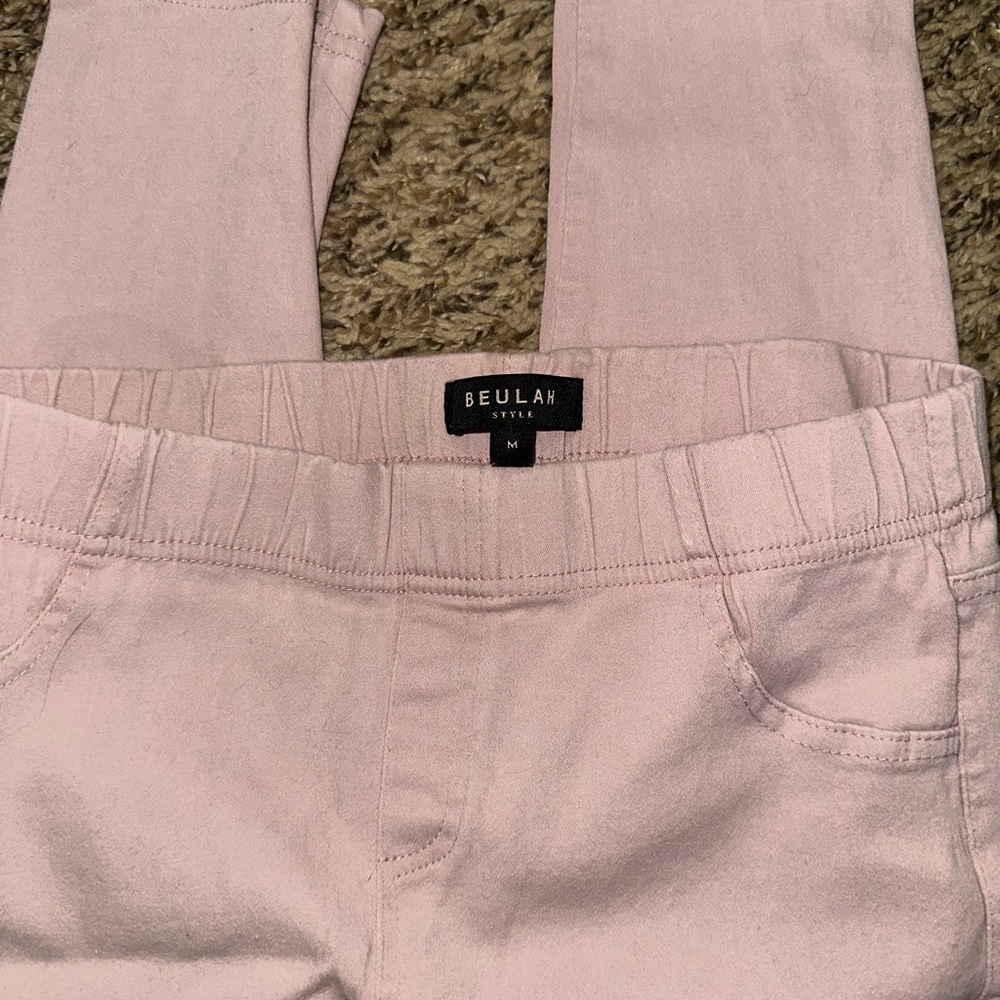 Beulah Pink Jeggings with Elastic Waistband